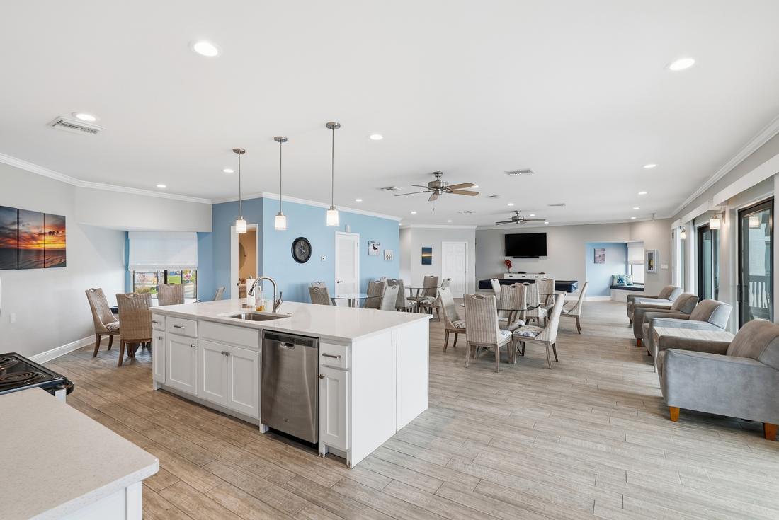 Clubhouse lounge and kitchen