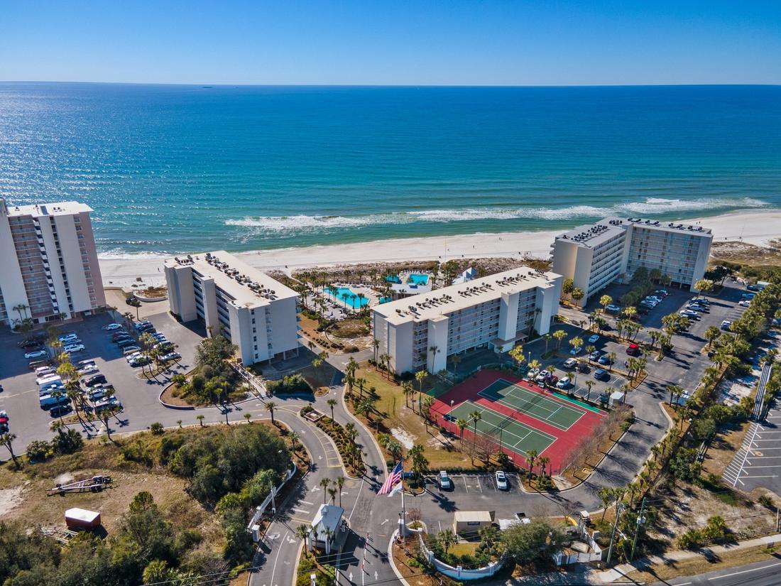 Resort campus aerial with sport courts