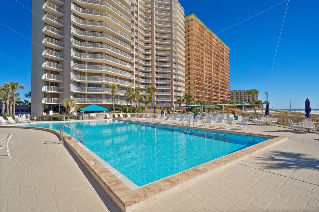 Pool with Panama City Beach high-rises behind