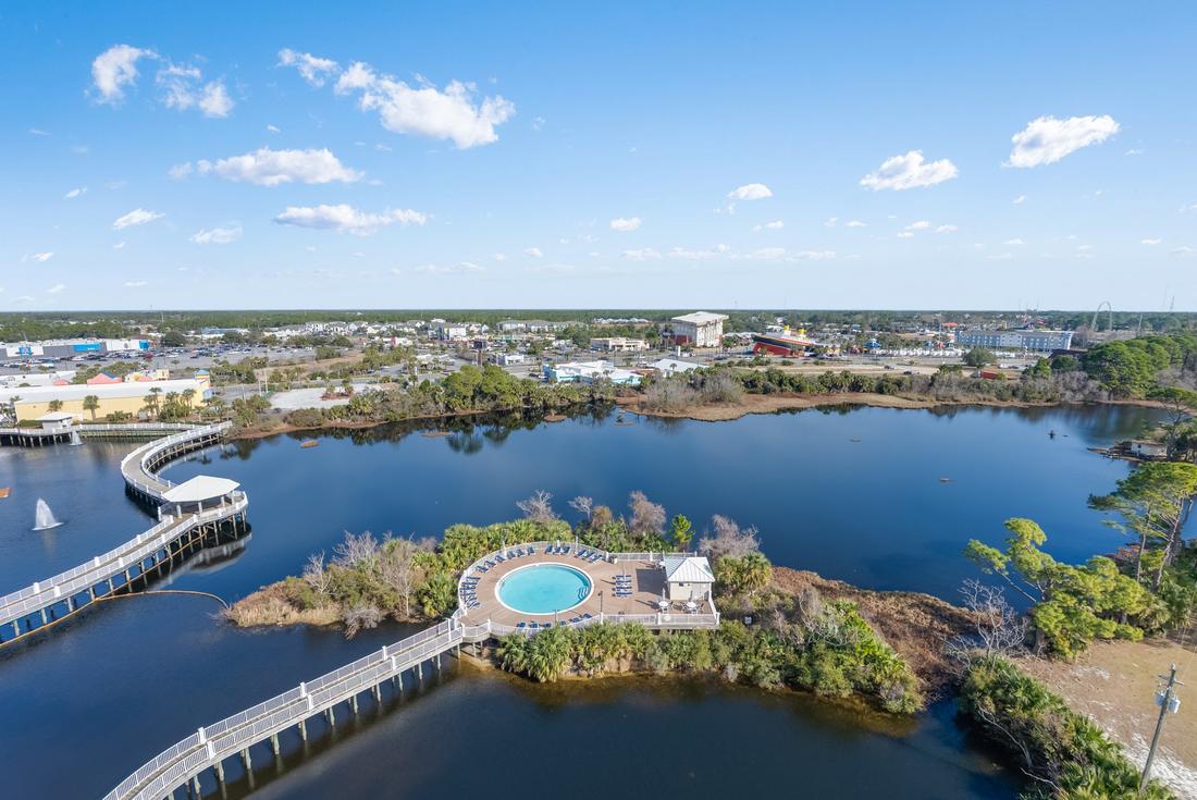 Lakefront boardwalk from above