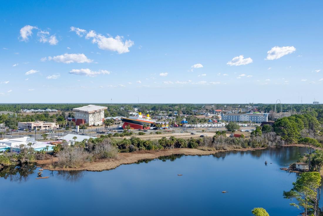 Lake with central Panama City Beach beyond