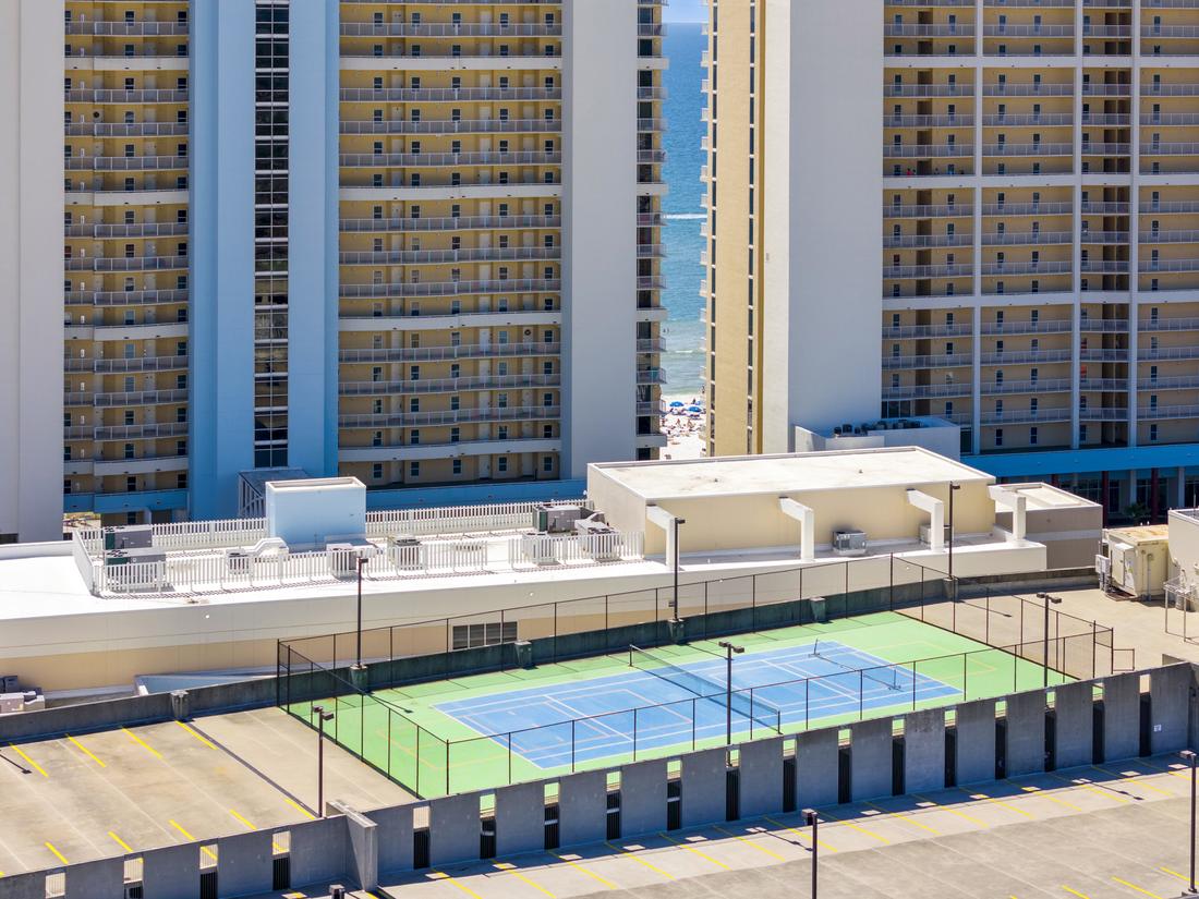 Towers and sport courts from above