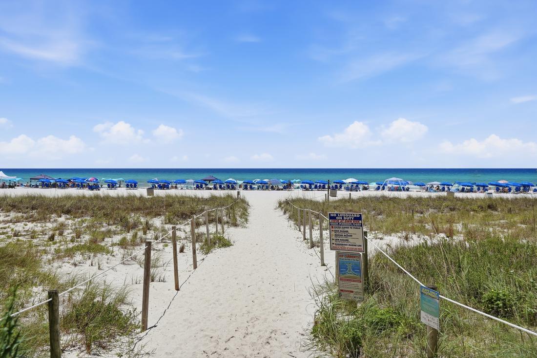 Path onto the white-sand beach
