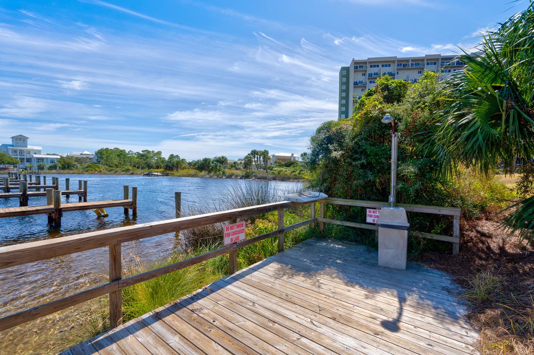 Lakeside deck with grill