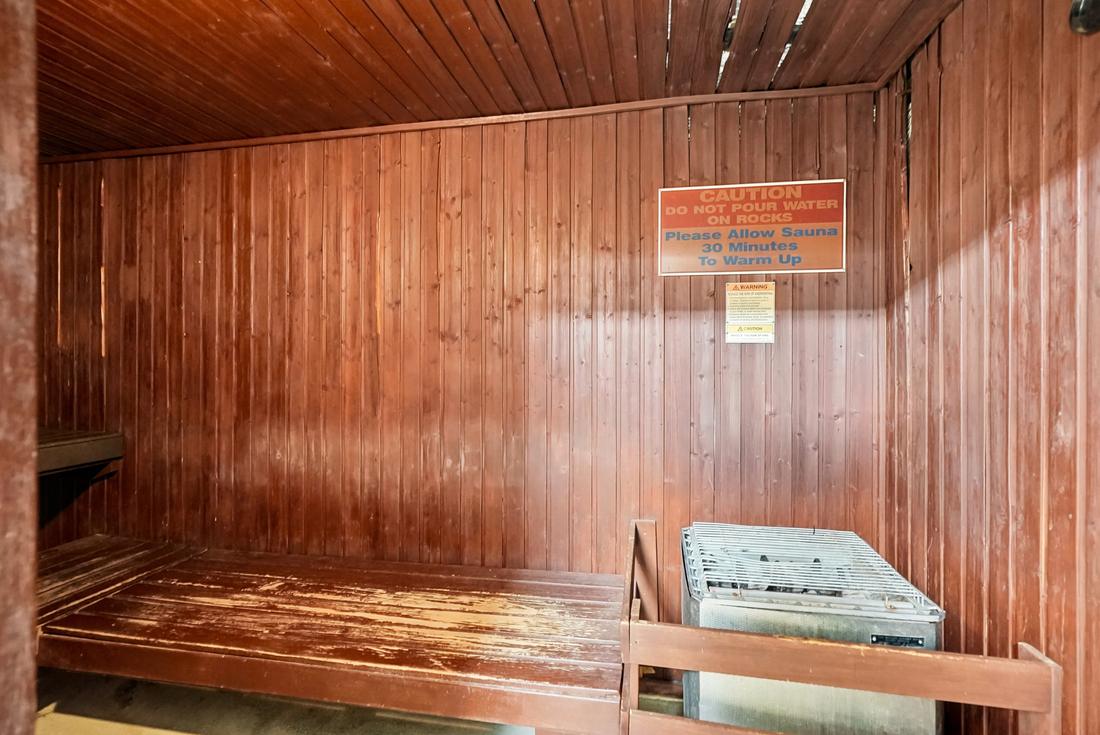 Wood-lined sauna
