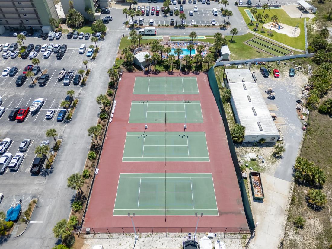 Four tennis courts from above