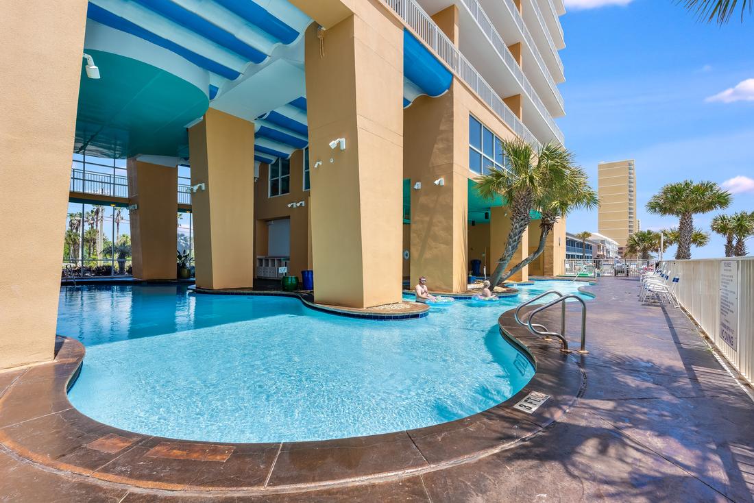 Pool walkway toward the beach