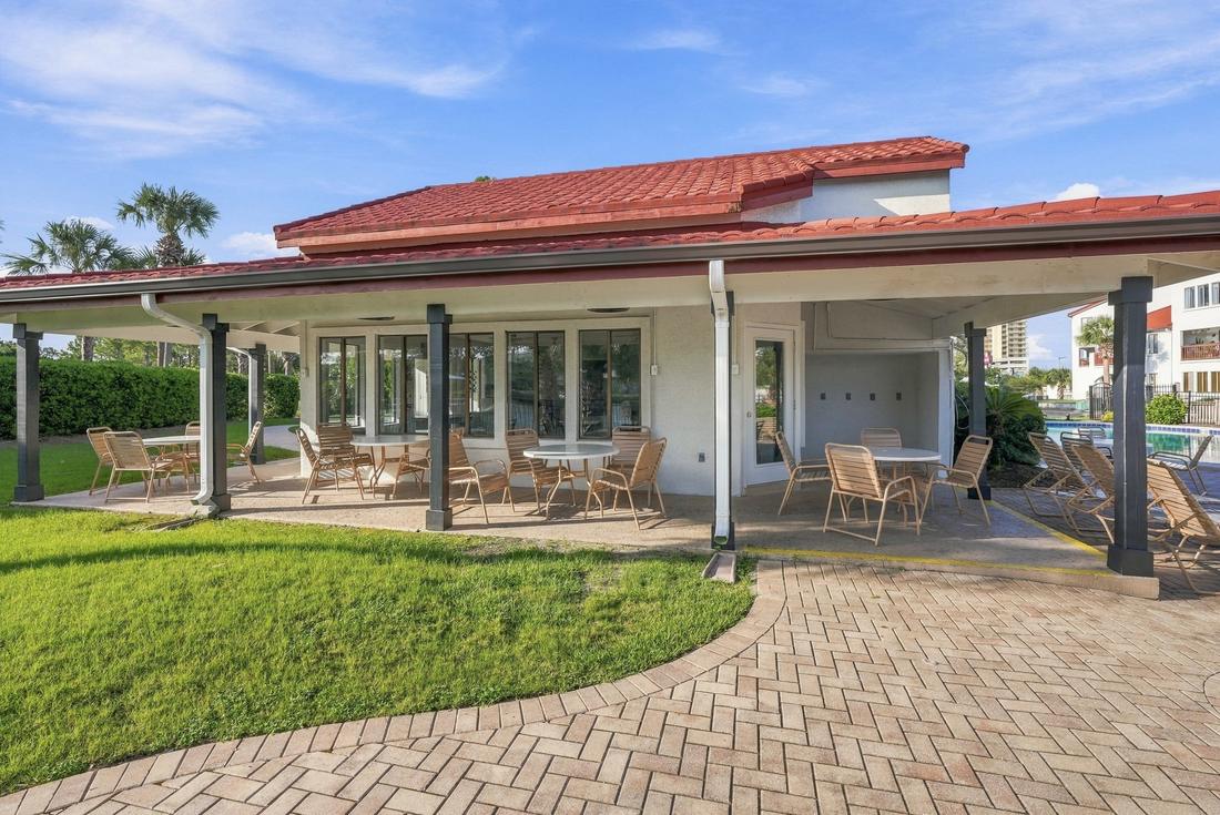 Covered clubhouse pavilion