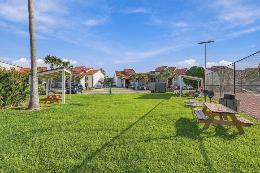 Picnic lawn with tables