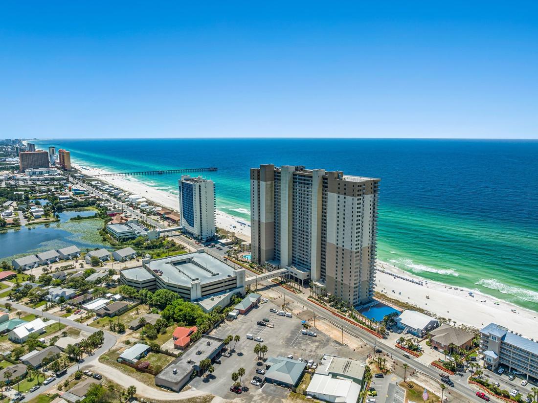 Coastline aerial with Tidewater on the sand
