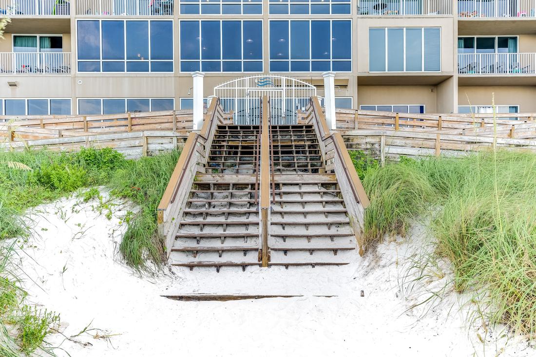 Boardwalk over the dunes to the beach