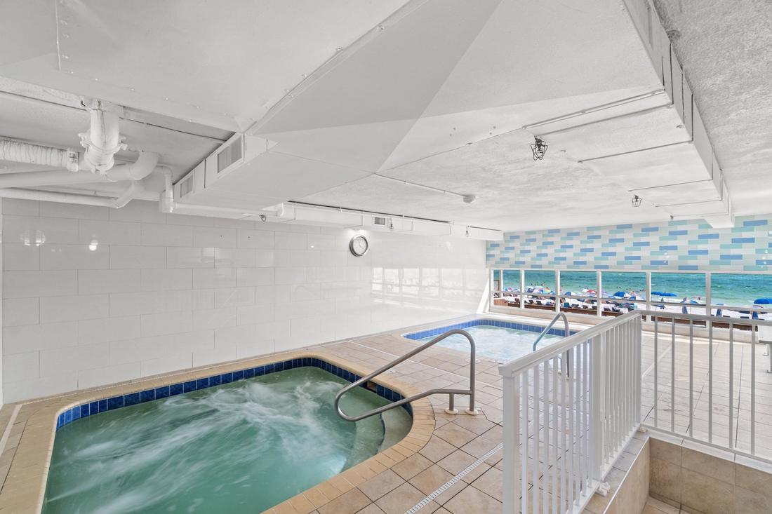 Indoor hot tub with Gulf view