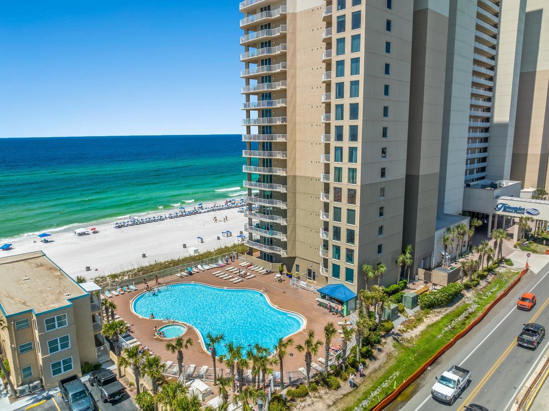 Lagoon pool and tower from above