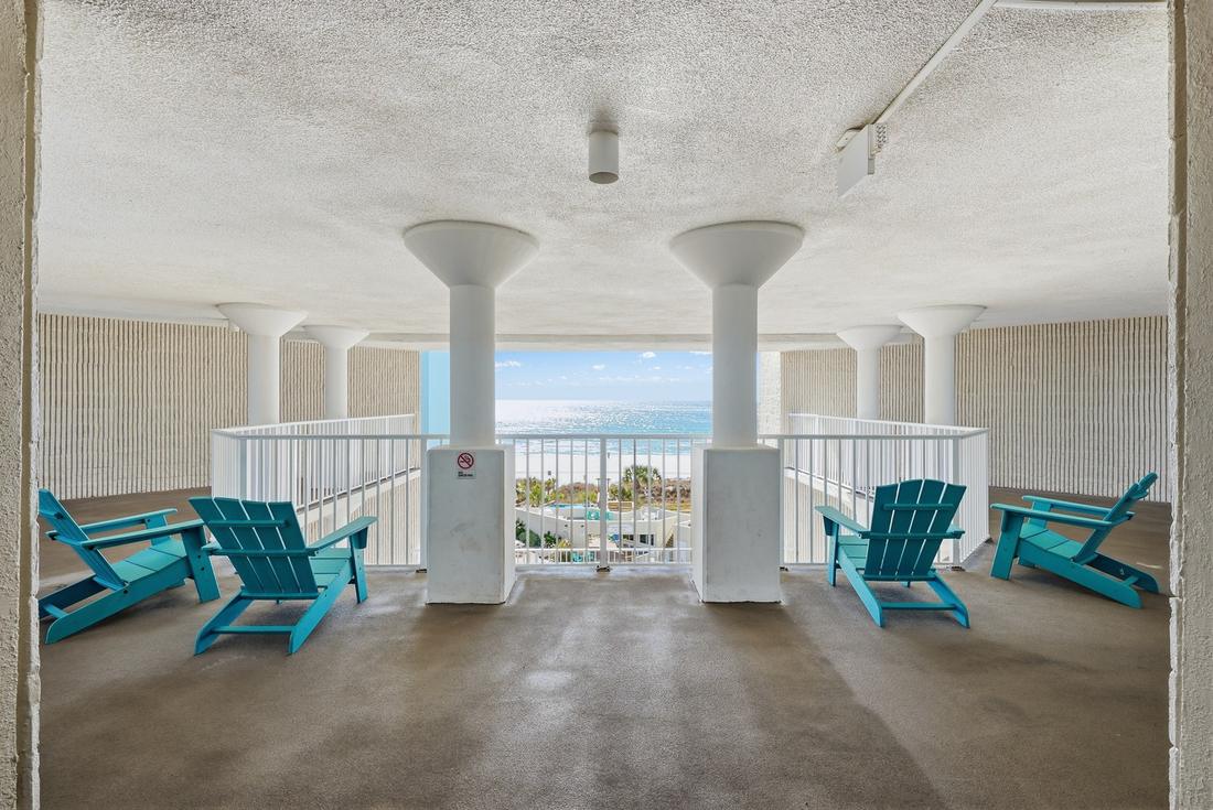 Breezeway seating overlooking the Gulf