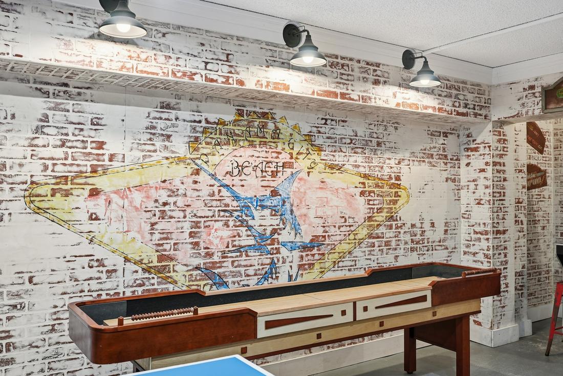 Indoor shuffleboard table in the game room